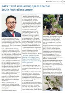 Surgical News Magazine Royal Australasian College Of Surgeons Dr Yu Chao Lee